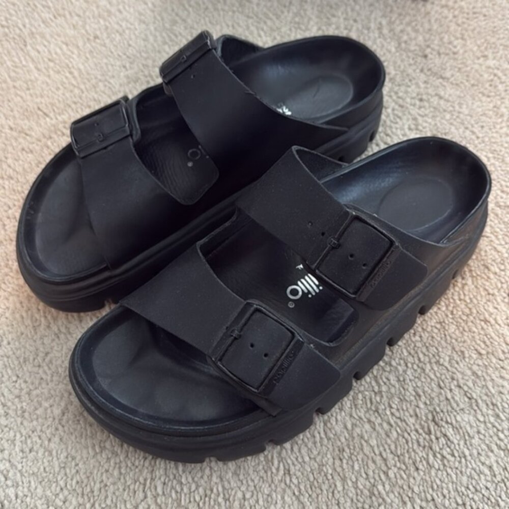 Birkenstock Papillio Black Slingback Sandals‎ Double Buckle–Women’s 8/EU 39 NWOT